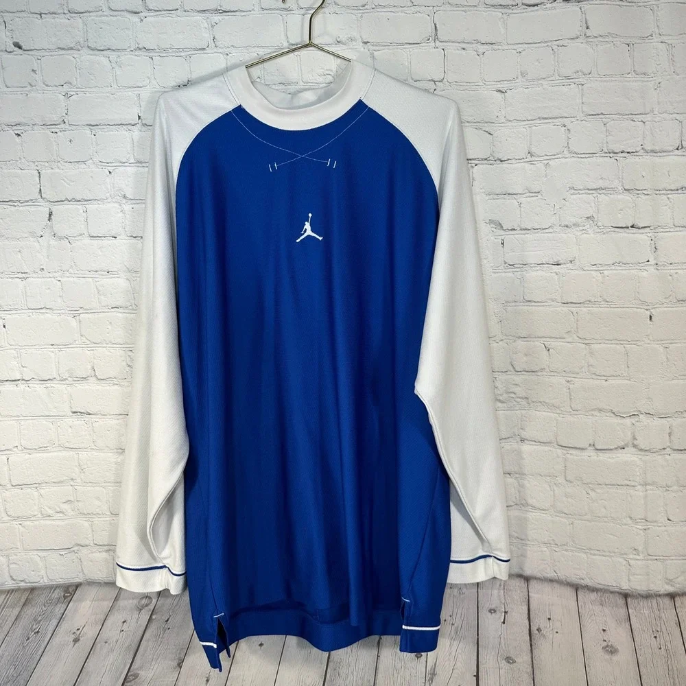 Jordan Brand Mens XL Blue White Long Sleeve Shooting Shirt S40610NAC Jumpman